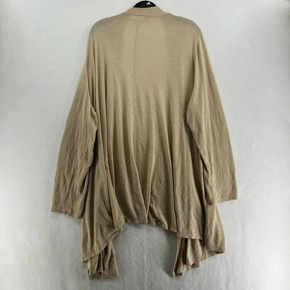 Woman Within Cardigan Women's Sz 2X Brown Open Front Draped Knitted Stretch - Picture 2 of 13